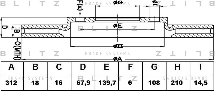 Диск тормозной задний вентилируемый TOYOTA Land Cruiser Prado 150/FJ Cruiser 10- BS0446 BLITZ
