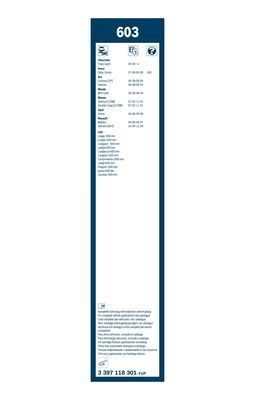 Щетка стеклоочистителя OPEL Zafira,Meriva 600/600мм комплект Twin BOSCH 3 397 118 301 BOSCH