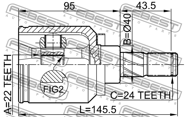 ШРУС внутренний NISSAN ALMERA CLASSIC (B10), ALMERA N16 (UKP) 0211-N16 0211-N16 FEBEST