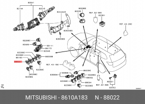 Выключатель переднего датчика столкновения 8610A183 8610A183 MITSUBISHI