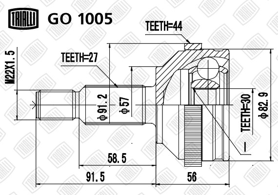 ШРУС наружный ABS GO1005 TRIALLI