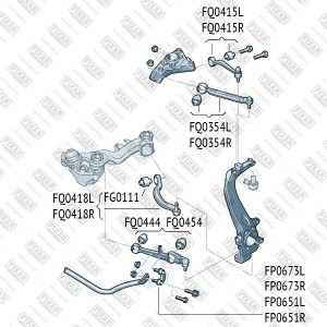 Рычаг подвески передний нижний левый/правый AUDI A4/A6/A8 95-SKODA Superb 01-VW  FQ0454 FIXAR