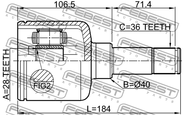 ШРУС внутр левый 28X40X36 FORD TRANSIT TT9 2006-2013 2111-TT9LH 2111-TT9LH FEBEST