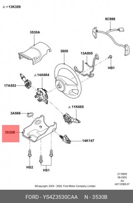 Кожух FORD Focus (00-07) колонки рулевой верхний OE YS4Z-3530-CAA FORD