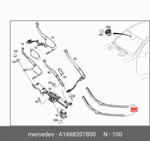 Щетка стеклоочистителя MERCEDES ML (W166) (11-) комплект OE A  1668207800 MERCEDES BENZ
