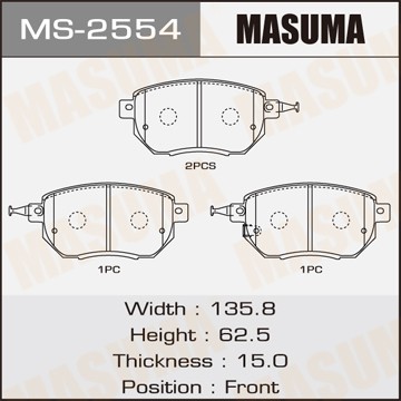 колодки дисковые передние!\ Nissan Murano 3.5 4WD 05>, Infiniti FX 3.5-4.5 03> MS2554 MASUMA