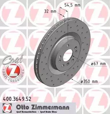 диск тормозной !Sport перед. 350x32/54-5x112 \ MB ML III (W166) 2.5-3.5 11> 400.3649.52 ZIMMERMANN
