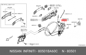 замок двери перед. левой!\ Nissan 80501-BA60C NISSAN