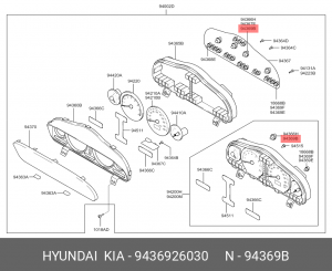 Лампа HYUNDAI Getz (02-),Santa Fe (06-) панели приборов OE 9436926030 HYUNDAI KIA