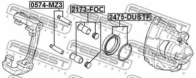 Ремкомплект передн суппорта TOYOTA YARIS KSP90,NLP90,NSP90,SCP90 2005.11-2011.07 2475-DUSTF FEBEST