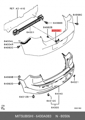 кронштейн фонаря подсветки номера! \Mitsubishi Lancer 07-17 6430A083 MITSUBISHI