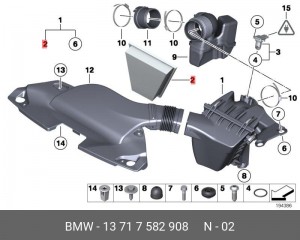 Фильтр воздушный BMW 5 (F10),X1 (E84) (N20) OE 13 71 7 582 908 BMW