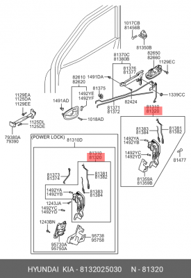 Замок двери HYUNDAI ACCENT (ТагАЗ) передний правый (POWER LOCK) 8132025030 MOBIS