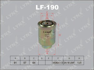 Фильтр топливный подходит для MAZDA 3 2.0D-2.2D 06/5 2.0D 05/6 2.0D-2.2D 05, TOY LF-190 LYNXAUTO
