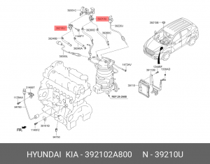 Датчик кислорода HYUNDAI Porter 2 (12-),Starex H-1 (12-) KIA Bongo 3 (12-) (2.5- 392102A800 HYUNDAI KIA