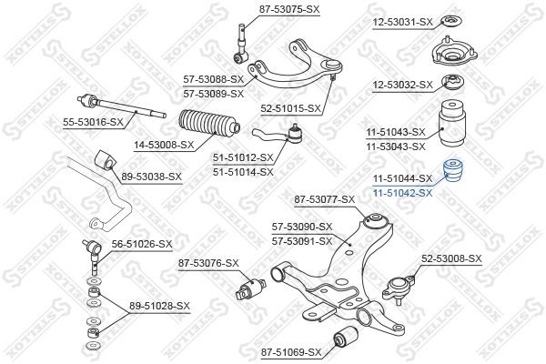 отбойник амортизатора заднего!\ Hyundai Getz 02> 11-51042-SX STELLOX