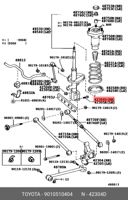 TOYOTA AURIS (E15) (2006-2012) М10*1,25*24 90105-10404 TOYOTA