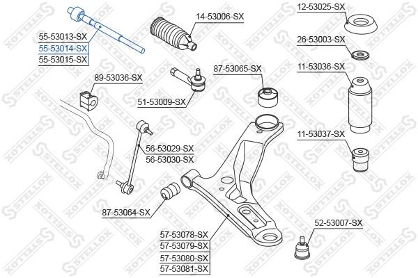 тяга рулевая! без г/у VIN: 20040201>/с г/у\ KIA Picanto 04> 55-53014-SX STELLOX