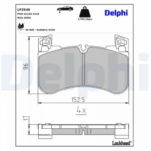 Колодки тормозные LAND ROVER DEFENDER Station Wagon (L663), DISCOVERY V (L462) L LP3540 DELPHI