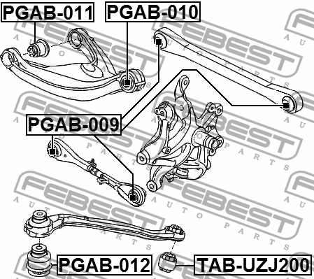 Сайлентблок задн подвески CITROEN C6 2005-2012 PGAB-012 PGAB-012 FEBEST