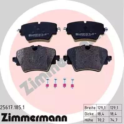 Колодки тормозные BMW 2 (F45,F46) передние (4шт.) ZIMMERMANN 25617.185.1 ZIMMERMANN