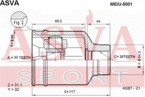 ШРУС внутренний MERCEDES A (W168) правый ASVA MEIU-5001 ASVA