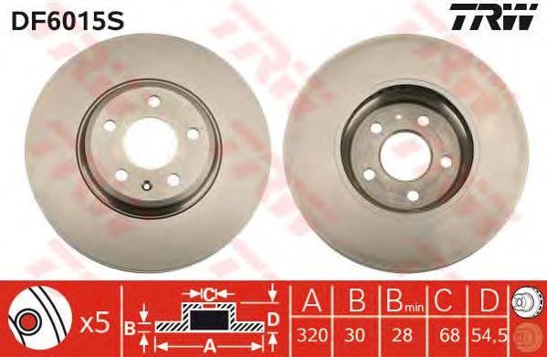Диск тормозной передний AUDI A4 (B8), A5 (8T_, 8F_), Q5 (8R) DF6015S DF6015S TRW
