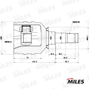 ШРУС внутренний TOYOTA AVENSIS T250/AURIS E150/COROLLA X E150 1.6-2.0TD 03- GA10 GA10069 MILES