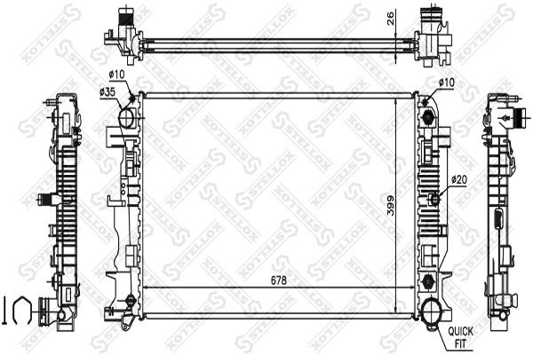 радиатор системы охлаждения! АКПП\ MB Sprinter 906 2.2CDi 06> 10-26553-SX STELLOX