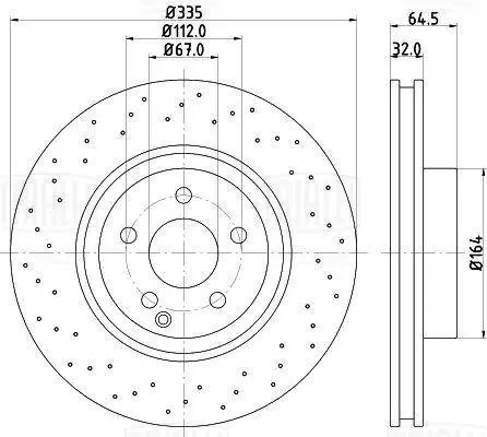Диск торм. Mercedes S (W221) (05-) перед. d=335 (DF 150118) DF150118 TRIALLI