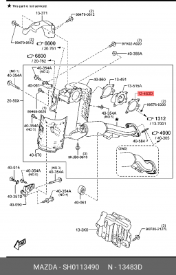 SH0113490 Прокладка SH0113490 MAZDA
