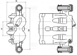Суппорт торм. для а/м Peugeot Boxer 06-/Citroen Jumper 06- перед. лев. d44мм CF  CF103565 TRIALLI