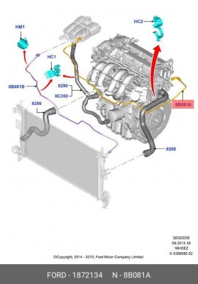 Шланг FORD Focus системы охлаждения OE 1 872 134 FORD