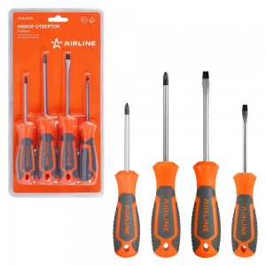 Набор отвёрток ( 4 предмета) "AIRLINE" (SL5x75 мм, SL6x100 мм, PH1x75 мм, PH2x10 ATAU034 AIRLINE