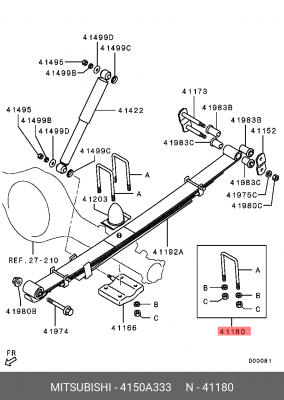 стремянка задней рессоры!\ Mitsubishi L200 06> 4150A333 MITSUBISHI