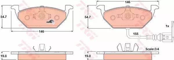 Колодки передние SKODA OCTAVIA (1U_, 1Z_), VW GOLF IV-VI, JETTA III-IV GDB1386 GDB1386 TRW