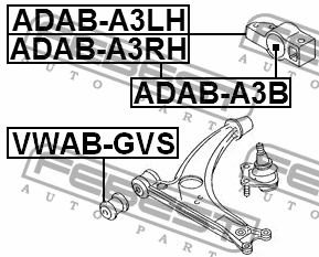 Сайлентблок рычага с кроншт левый AUDI A3 04-13 ADAB-A3LH ADAB-A3LH FEBEST