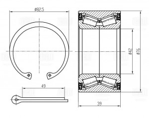 Подшипник ступицы Hyundai ix35 (10-) задн. (кмпл: подшип./кольцо/шплинт) (CS 088 CS0887 TRIALLI