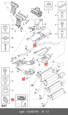 13245749 Фиксатор теплового экрана глушителя / OPEL 13245749 GENERAL MOTORS