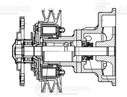 Насос водяной Д-245.7Е3 ГАЗ 2-х ручьевой с муфтой 24V с доп. КГ 1/2" под ЖМТ LUZ LWP 06154 LUZAR