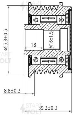 Шкив с обгонной муфтой генер. для а/м VAG Fabia (07-) 1.2i (SGP 1834) SGP 1834 START VOLT