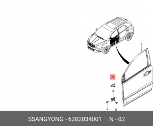 Петля SSANGYONG Actyon (10-) двери передней правой верхняя OE 6282034001 SSANG YONG