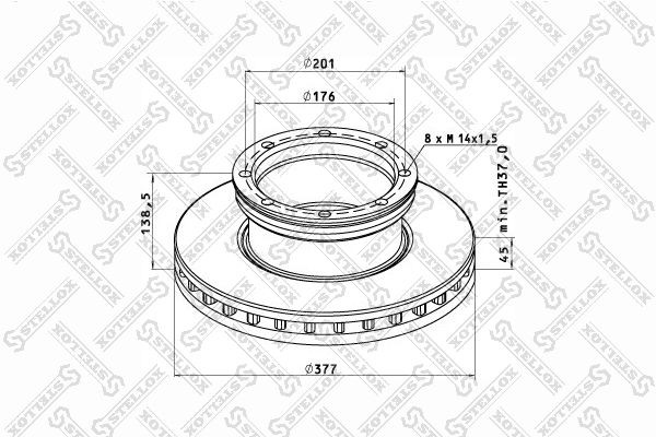 диск тормозной !задн. 377/176x45/138 8n-201-M14x1.5 \MB Atego 85-00701-SX STELLOX