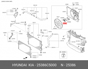 Мотор охлаждения радиатора KIA Sorento (15-) OE 25386C5000 HYUNDAI KIA