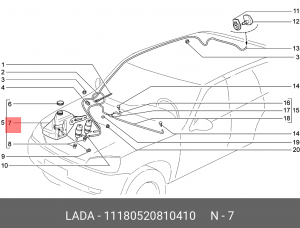 Бачок омывателя ВАЗ-1118 под 2 мотора АвтоВАЗ 11180-5208104-10 LADA VAZ