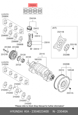 к-кт поршневых колец! STD Hyundai Elantra/i30 2.0 06> 2304023400 HYUNDAI KIA