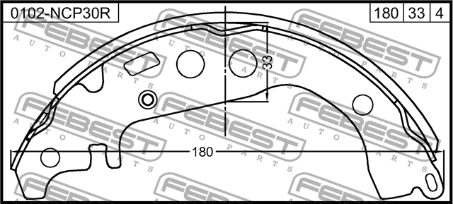 Колодки тормозные барабанные задние 0102-NCP30R FEBEST