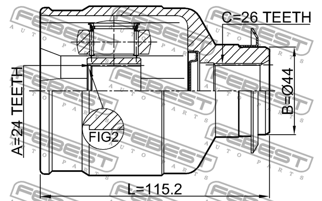 ШРУС внутренний правый 24x44x26 1211-IX354WDRH 1211-IX354WDRH FEBEST