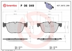 Колодки тормозные BMW X5 (E70) (07-) передние (4шт.) BREMBO P06049 BREMBO