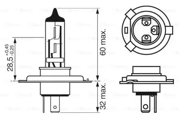H4 12V-60/55W Стандартная, P43t 1 987 302 041 BOSCH